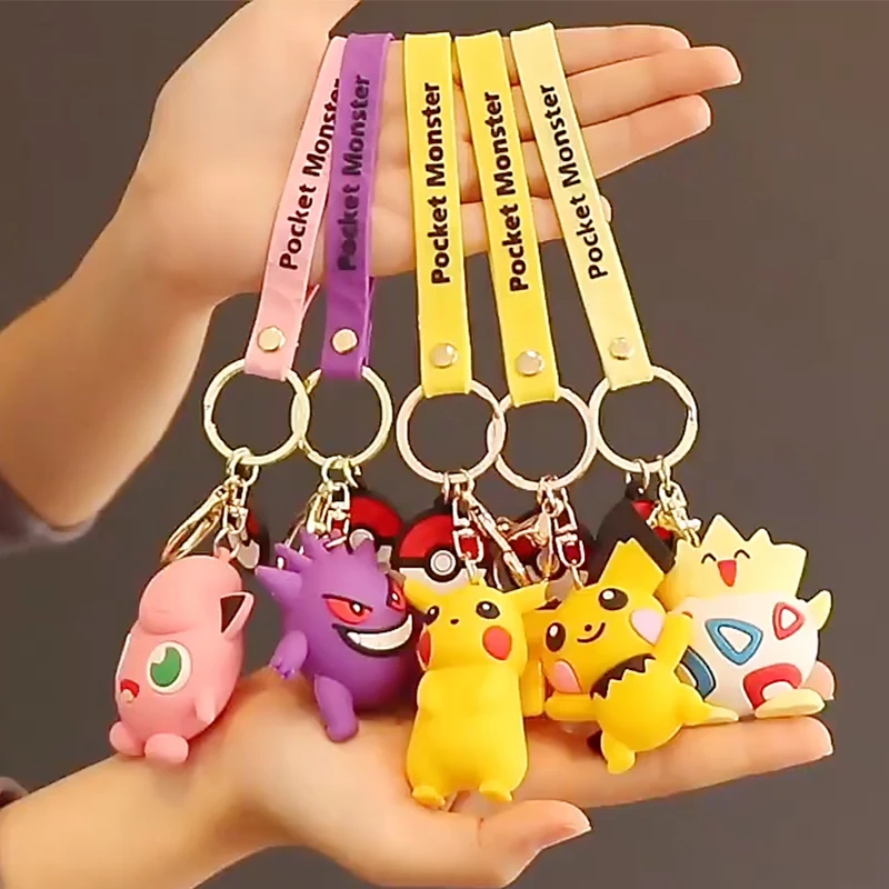 Anime Pokemon Key Chain Cartoon Pikachu Psyduck Togepi Key Buckle Snorlax Marill Doll Doll Keyring Car Bag Dendant Ozdobte hračky darček