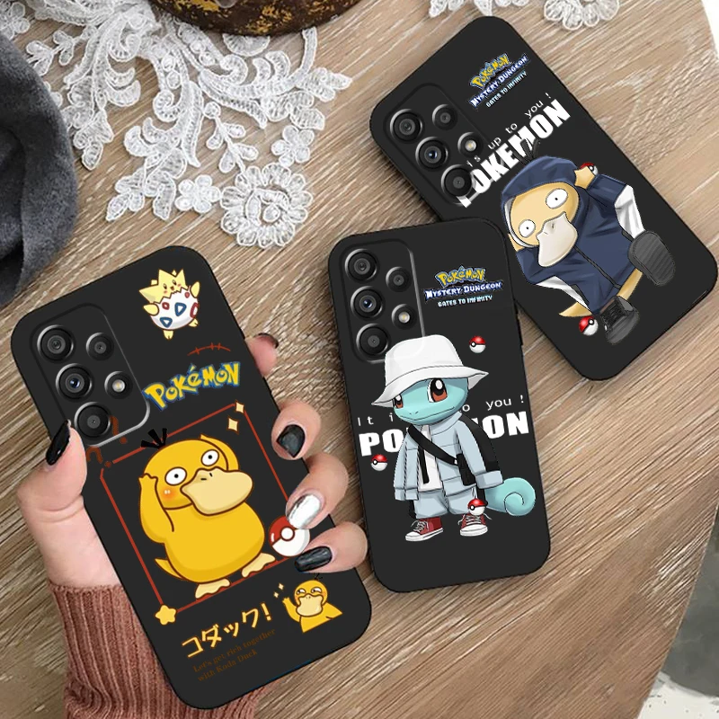 Anime Pokemon Psyduck Cartoon pre Samsung A53 A52 A33 A32 A51 A71 A21S A13 A53 A50 A22 A23 A03 A72 A54 A54 A12 5G Black Back späť