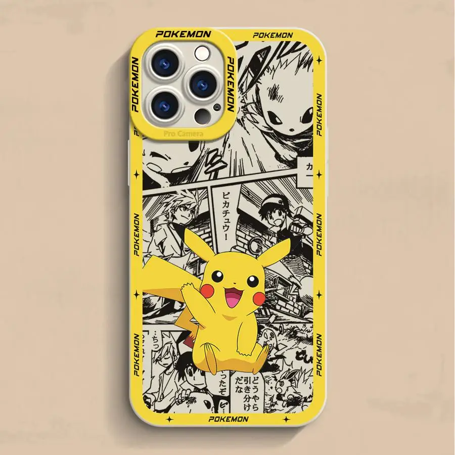 Anime Pokemons Pikachu puzdro pre telefón pre Apple iPhone 13 16 15 Pro Max 14 13 Pro 11 12 14 Plus Soft TPU Shell