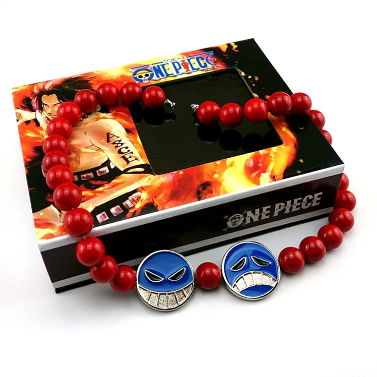 Anime Portgas D ACE náhrdelník pre ženy Men muž červené korálky náhrdelníky šperky prívesky reťaze reťaze reťaze choker figúrky cosplay darčeky hračky