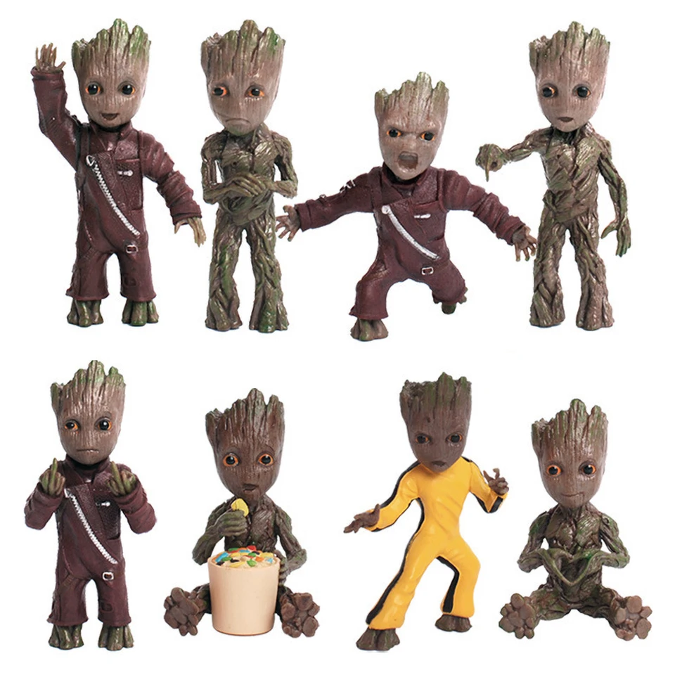 Anime postava Keychain Small Tree Man Pendant Groot Model Doll Keyring Domáce doplnky Ozdobia darčeky pre deti hračky
