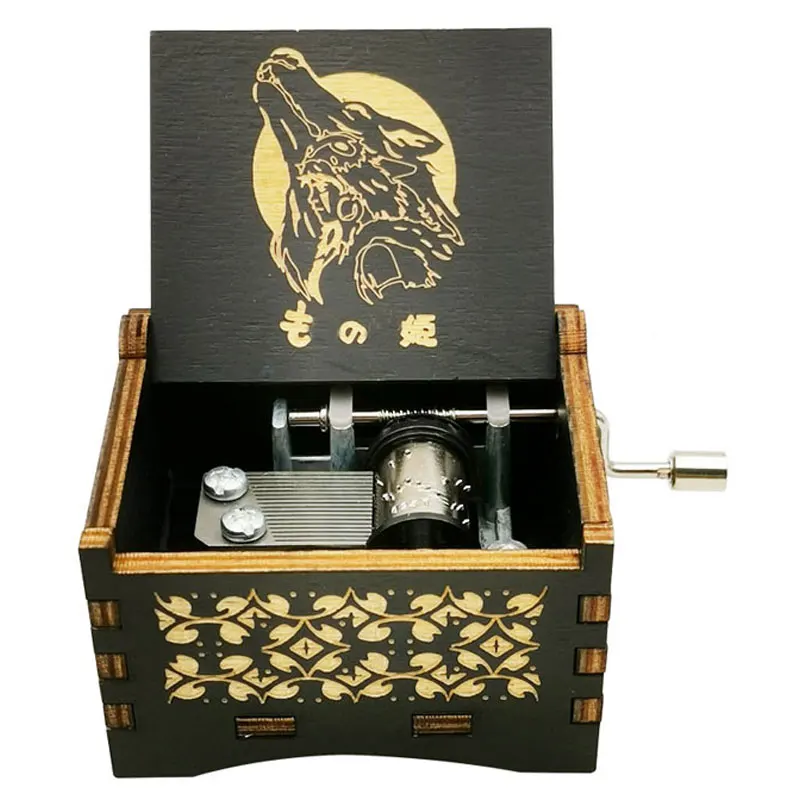 Anime Princecess Music Box Mononokes Musical Box Wood Hand Crands Automatic Wind Up Hudba Box pre mužov ženy