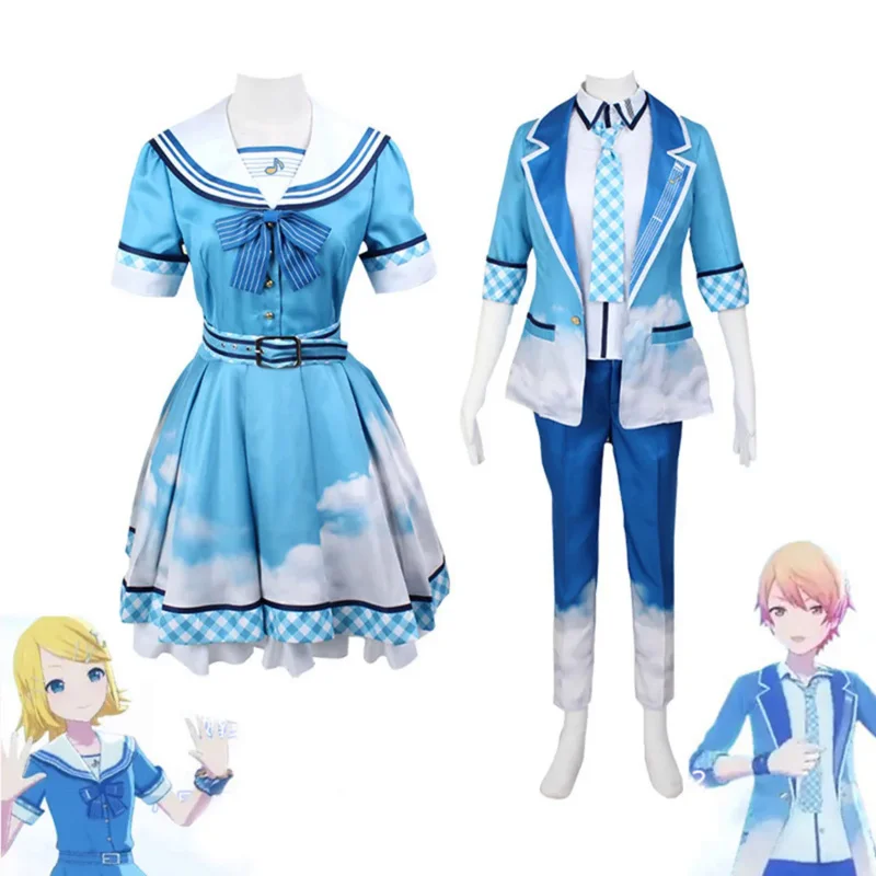 Anime projekt sekai farebný pódium feat cosplay kostým Azusawa Kohane Tenma Tsukasa Ženy Men Halloween Party Dress Uniform Set