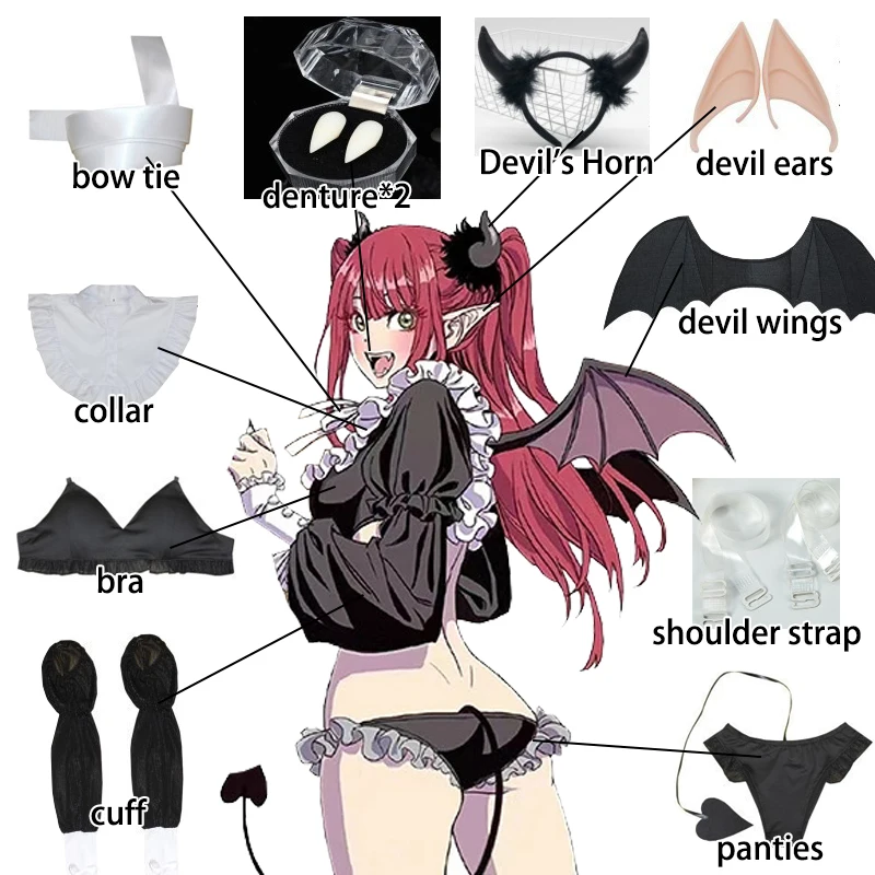 Anime Rizu Kyun Cosplay kostým My Darling Up Darling Cosplay Kitagawa Marin Bikini Cosplay kostým Kuroe Shizuku Wig