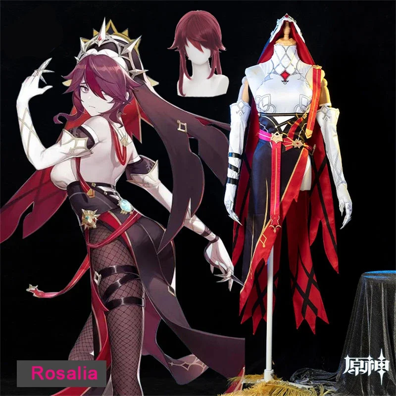 Anime Rosaria Cosplay kostým parochne parochne topánky Sexy hra rola Play Ženy Vampire Halloween Clothes Plné sada