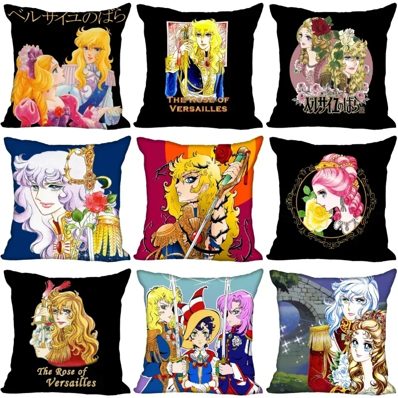 Anime Rose of Versailles vankúš pre domáce dekoratívne saténové vankúše pokrývajú neviditeľné zipsové vankúše kryt 1007