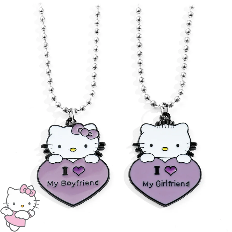 Anime Sanrio Cat Kitty Náhrdelník Cartoon Figual Kitty biely kov Odznak prívesok Náhrdelník pre pár kwaii šperkov