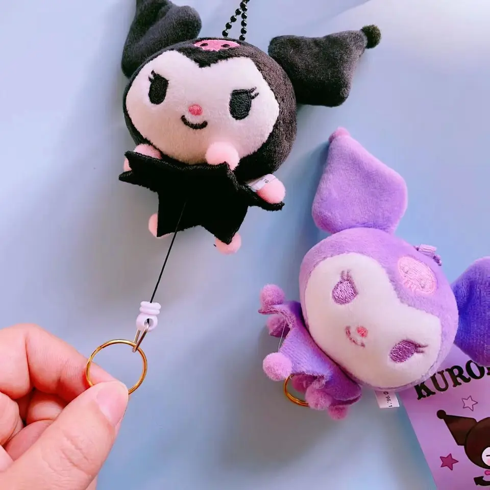 Anime Sanrio plyšová hračka roztomilá kuromi keychain kawaii cinnamoroll plyšová bábika Školská taška prívesok darček pre dievčatá