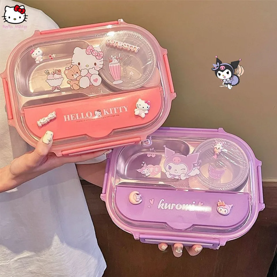 Anime Sanrioed Cinnamoroll Lunch Box Hello Kitty Kuromi Melody Študent Ekologický bento box