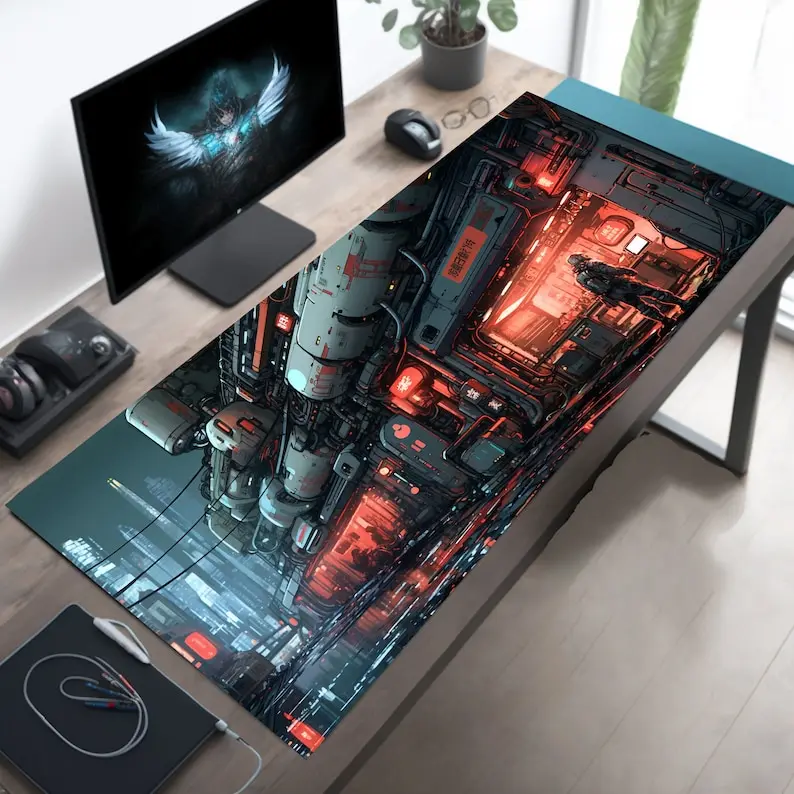 Anime sci -fi továreň Veľký stôl Mat Future City Mouse Pad Desk Pad Gaming Gamer PC PC Klávesnica Mouse Mouse Deskory Doplnky