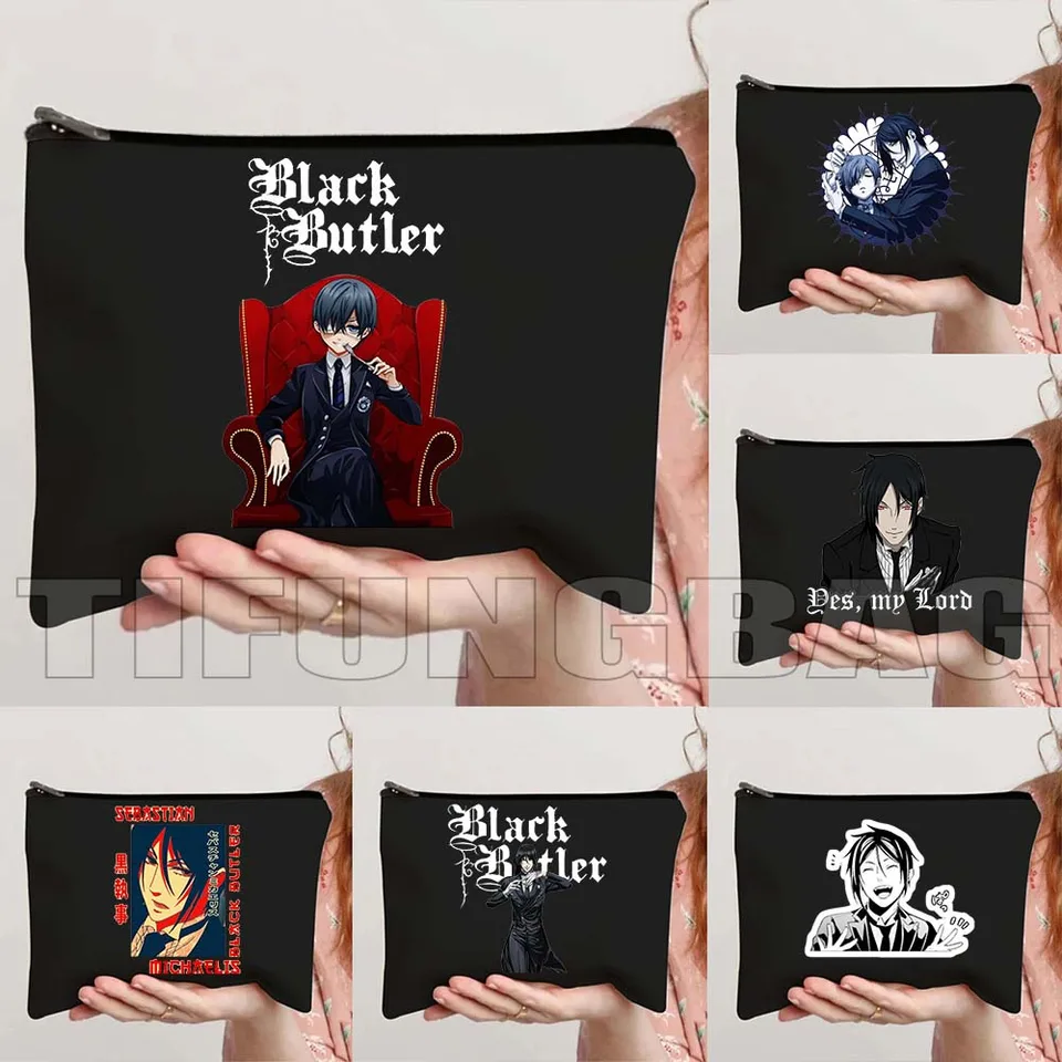 Anime Sebastian Michaelis Japanese Black Butler Jednoducho jedno peklo z kozmetického make -up toaletného vrecka na zips zips zips