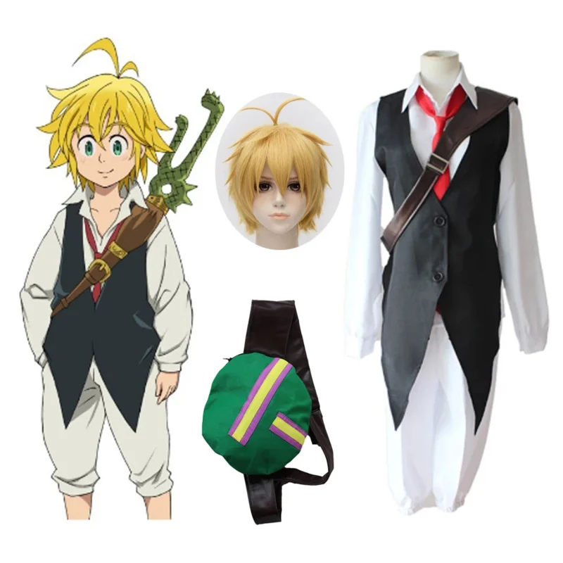 Anime sedem smrteľných hriechov cosplay cosplay Meliodas drak hriech hriech z kostýmu kostýmu odolné voči tepelne syntetickým vlasom Perucas parochne xb