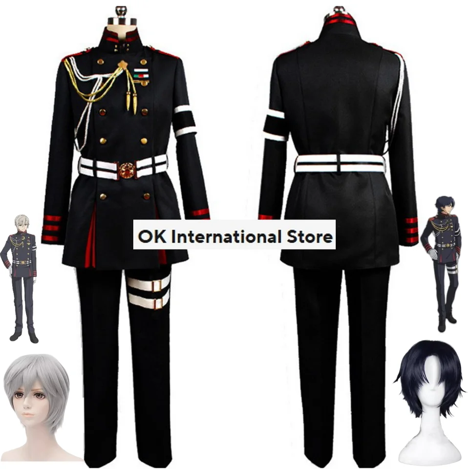 Anime Seraph of End Guren Ichinose Hiiragi Shinya Cosplay kostým parochňu parochňu vojenské uniforma na hrudi