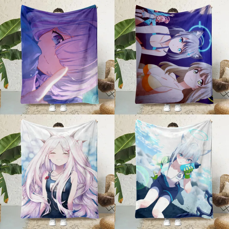 Anime shiroko modrý archív dievča tlačené piknikové prikrývky Teplá prikrývka Mäkká a pohodlná prikrývka Domov Travel narodeniny darček