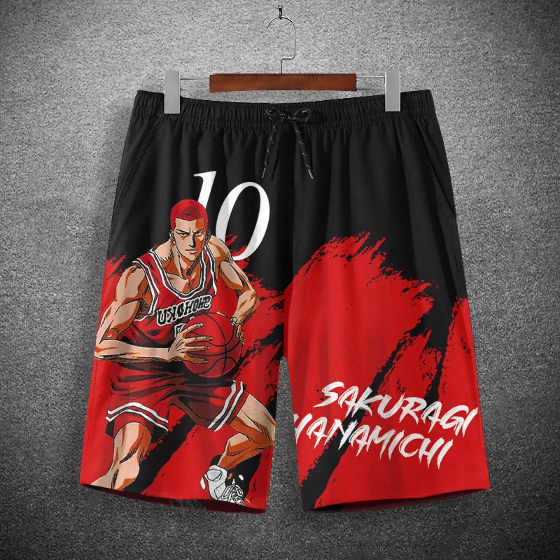 Anime Shorts Slam Dunk Periférne 5-bodové ľadové hodváb rýchle vyschnutie plážových šortiek Sakuragi Hanamichi je možné nosiť vonku ako darček