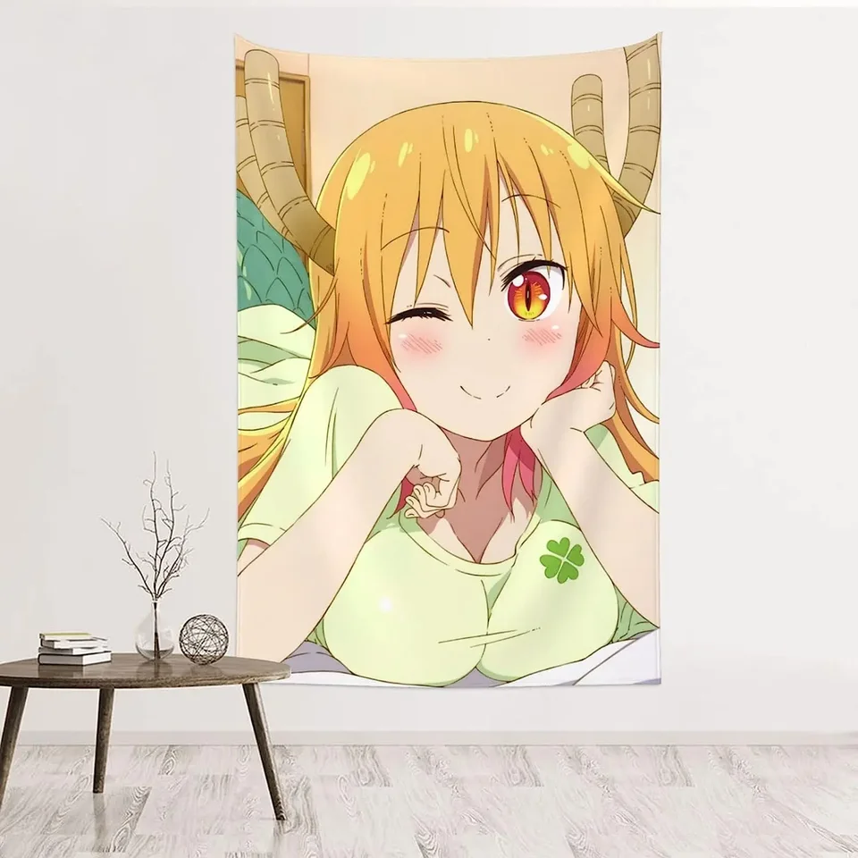 Anime slečna Kobayashi's Dragon Maid Hanging Home Decor Tapestry pre spálne záclony na internáty