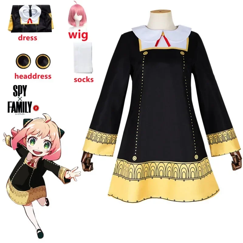 Anime Spion Famillie Anya Vervalser Cosplay Kostuum Peuter Kinderren Anya Cospla kawaii čierny šaty