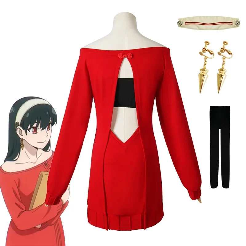 Anime Spy x Family Cosplay yor falšovanie yor briar cosplay kostým ženy sexy červený sveter mini šaty dráha princezná cosplay costum