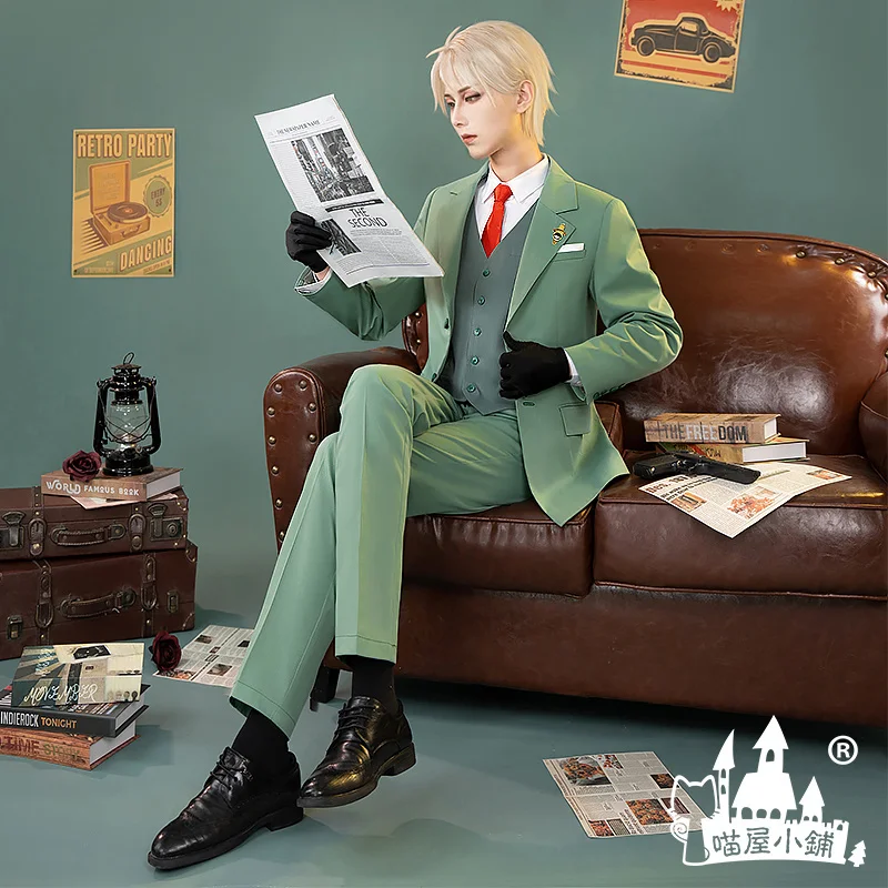 Anime Spy x Family Loid Folger Cosplay kostýmy Twilight Green Suit Broot Kvost klobúky nohavice Vesné rukavice oblečenie pre mužov Boys Party