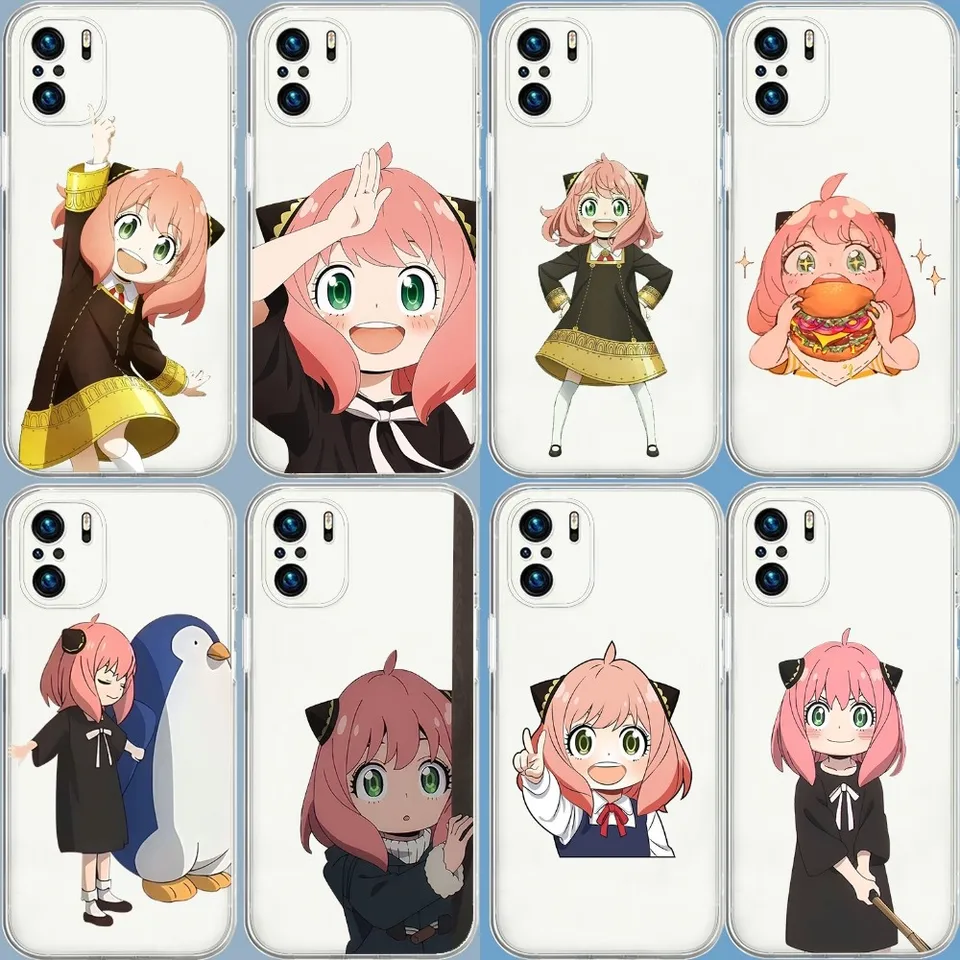 Anime Spy X Family Pase Anya pre telefón pre Xiaomi 11 Redmi Poznámka 11 5G 8T 9a 9 10T Note8 Poznámka9 12Sultra Transparent Case