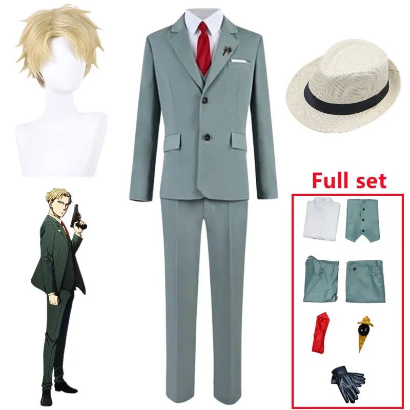 Anime Spy x Family Twilight Cosplay Loid Falker kostým parochňa Brošák zelený oblek