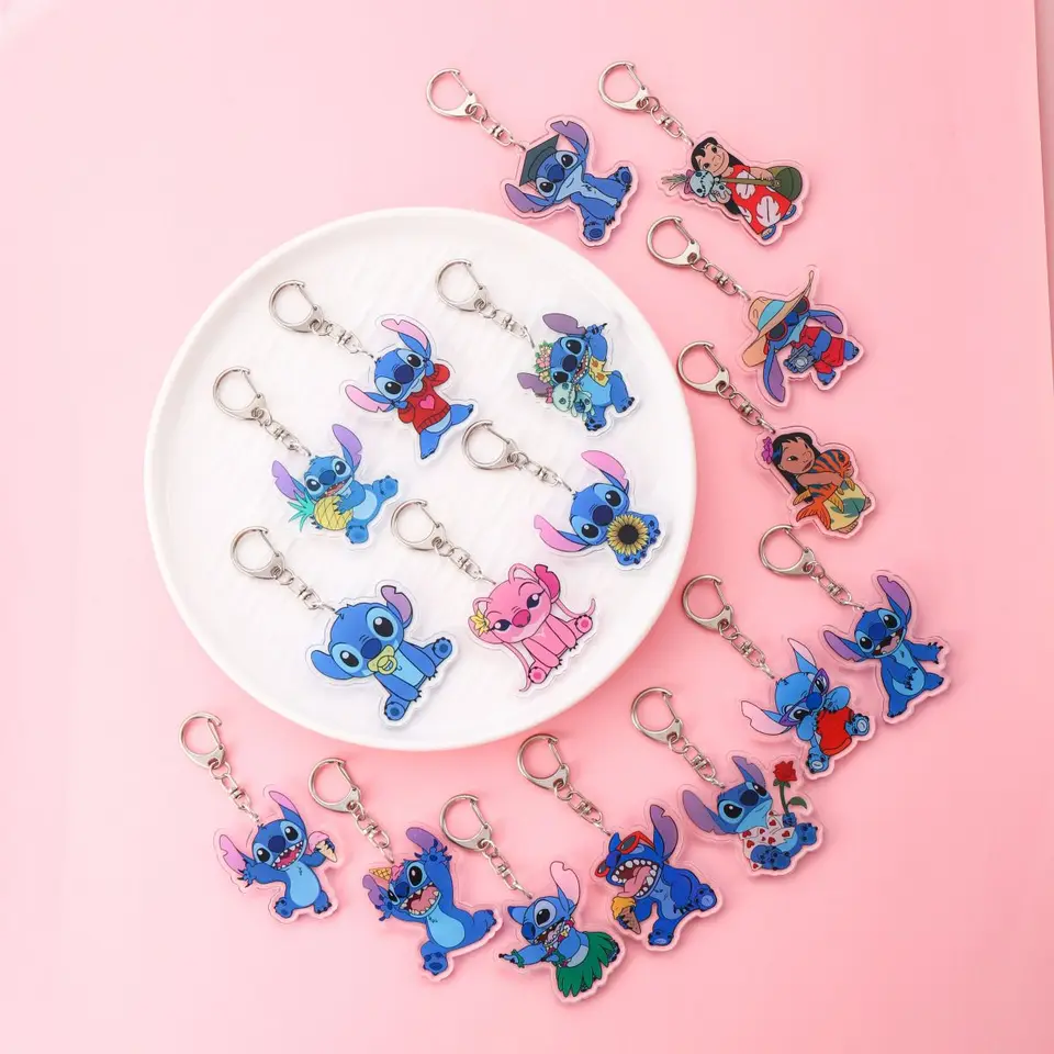 Anime Stitch Acryl Keychain Accessary Cartoon Funny Bag Prívesok darček roztomilý kreatívny taška kúzlo kľúče fanúšikovia Fanúšikovia darčeky