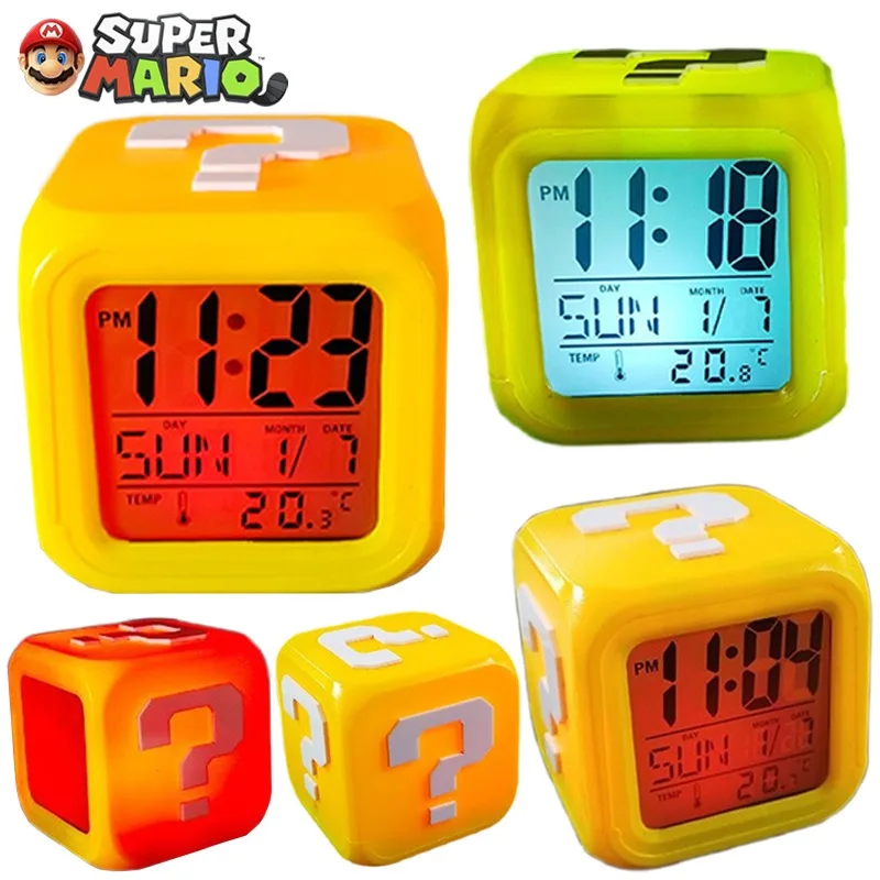 Anime Super Mario Bros Night Light Light Alarm Alarm Cartoon nočná stolová stolová ozdoba Domáce doplnky