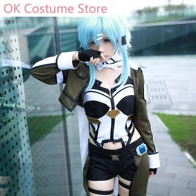 Anime! Sword Art Online II ASADA Shino GGO Army Green Sniper Uniform Cosplay kostým na mieru vyrobenú veľkosť pre ženy
