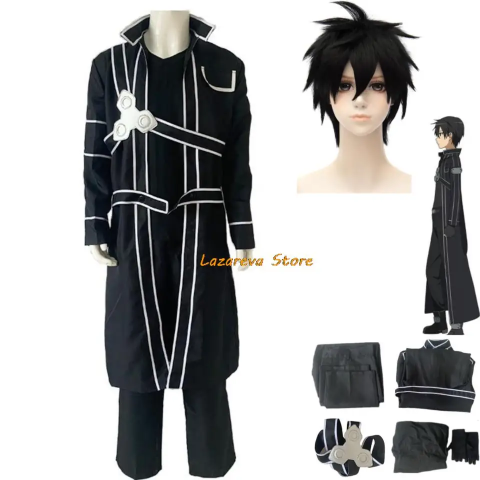 Anime Sword Art Online Kirigaya Kazuto Kirito Cosplay kostým parochň