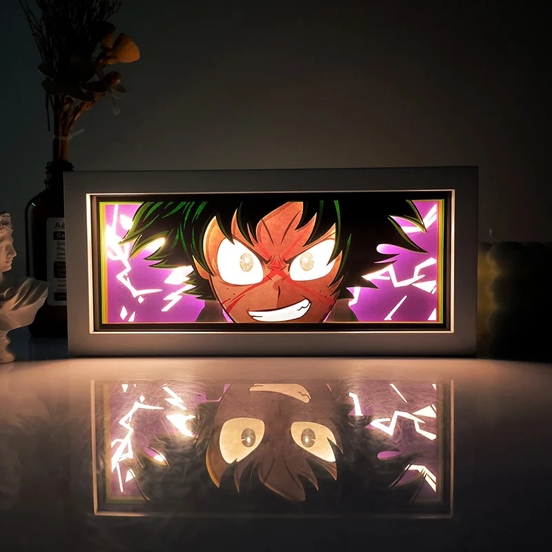 Anime séria papierová rezaná ľahká izba Spálňa Nočné svetlo Obvodový obvodový rám Picture Ráme Svetlá farebné svetlo svetlo atmosféru Svetlo