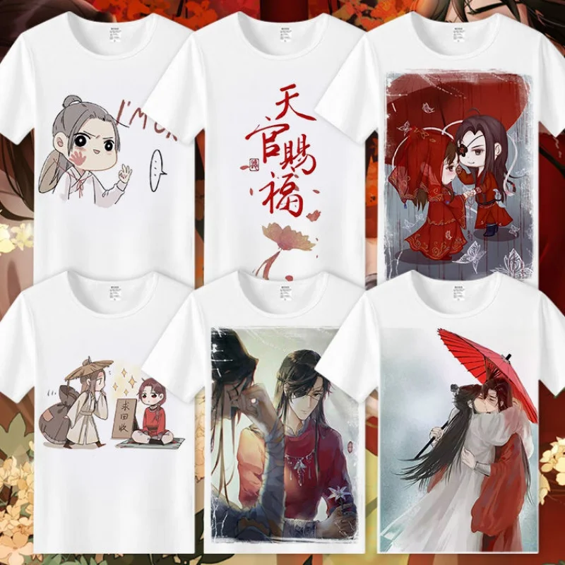 Anime tian guan ci fu cosplay kostýmy hua cheng cosplay xie lian muži tričko biele tlačené tričká s krátkym rukávom pre ženy CS301
