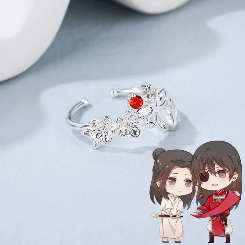 Anime tian guan ci fu prstene hua cheng xie lian cosplay ženy pána módna osobnosť kvetina šperky prsteň doplnky