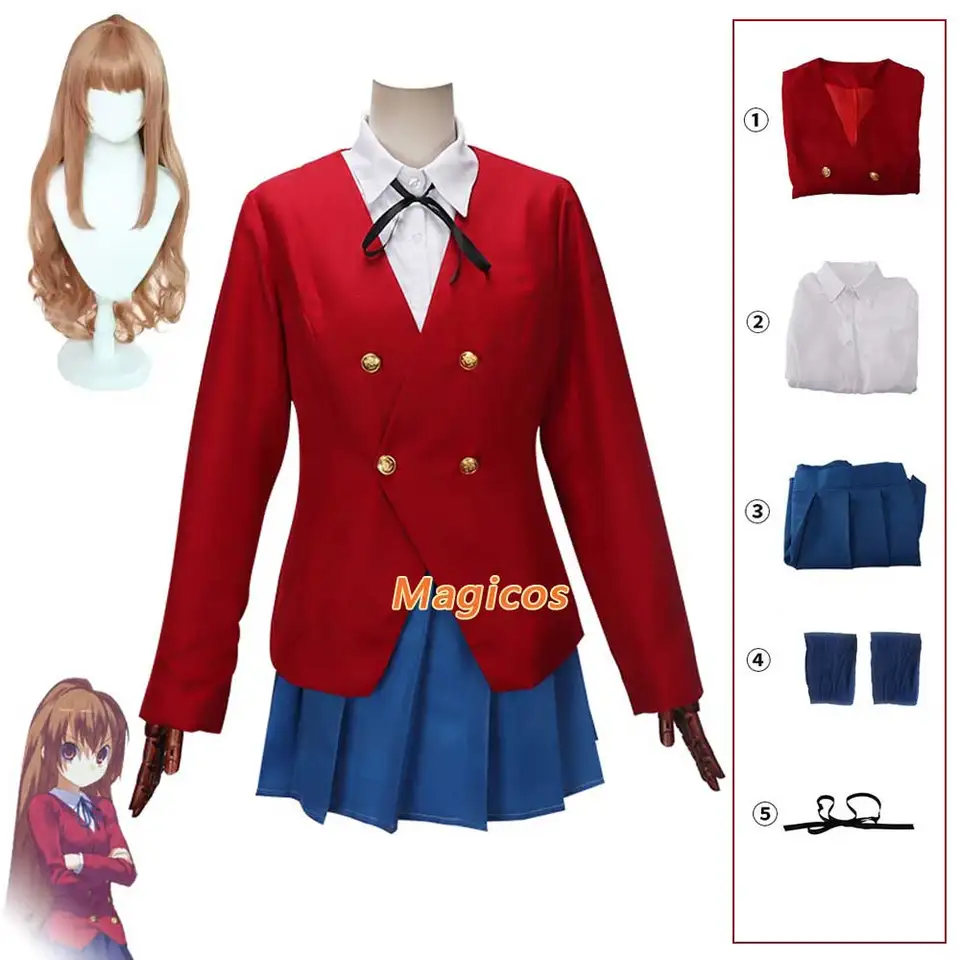 Anime Tiger Dragon Toradora Aisaka Taiga Cosplay kostým parochň