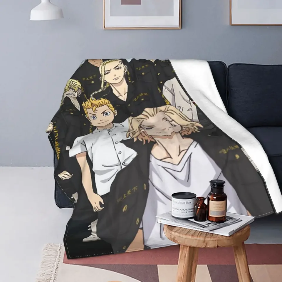 Anime Tokio Detská prikrývka pohovka pokrýva fleece manjirou chifuyu mitsuya baji teplý hádzanie prikrývky na koberec s kobercami spálne
