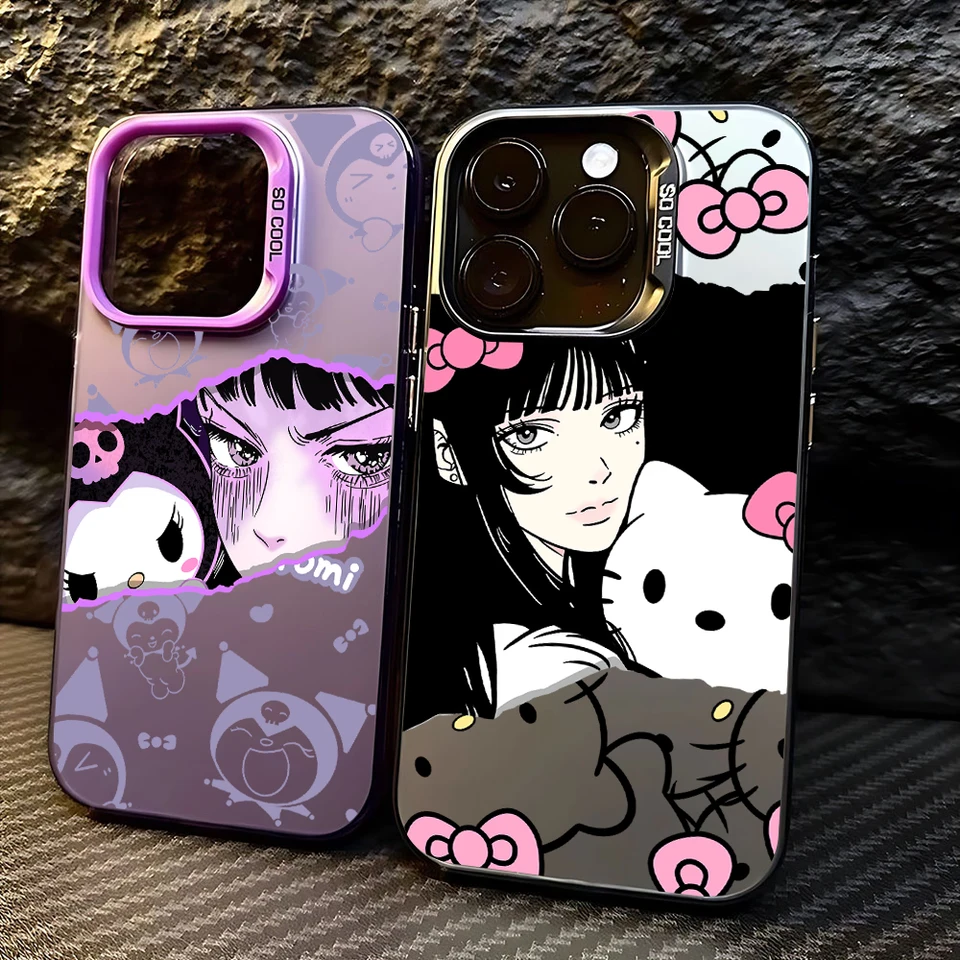 Anime Tomie Kawaii Hello KittYS Puzdro pre iPhone 16 15 14 13 12 11 Mini Pro Max x xr xsmax 8 7 plus anti jeseň matný obal