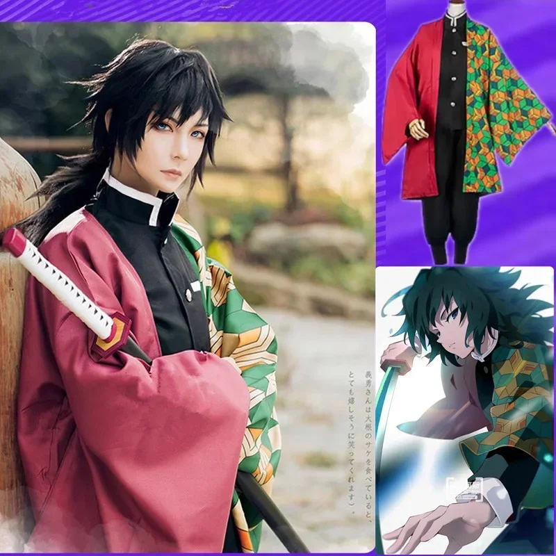 Anime tomioka giyuu cosplay kostýmové doplnky obleky uniformy kimetsu no yaiba kostýmy parochňou detský dospelý party darček