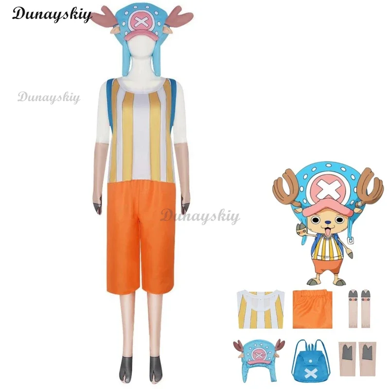 Anime Tony Tony Chopper Cosplay kostým tisíc slnečno plyšový klobúk Stripe Uniforma Batkack Man Kawaii Halloween oblek