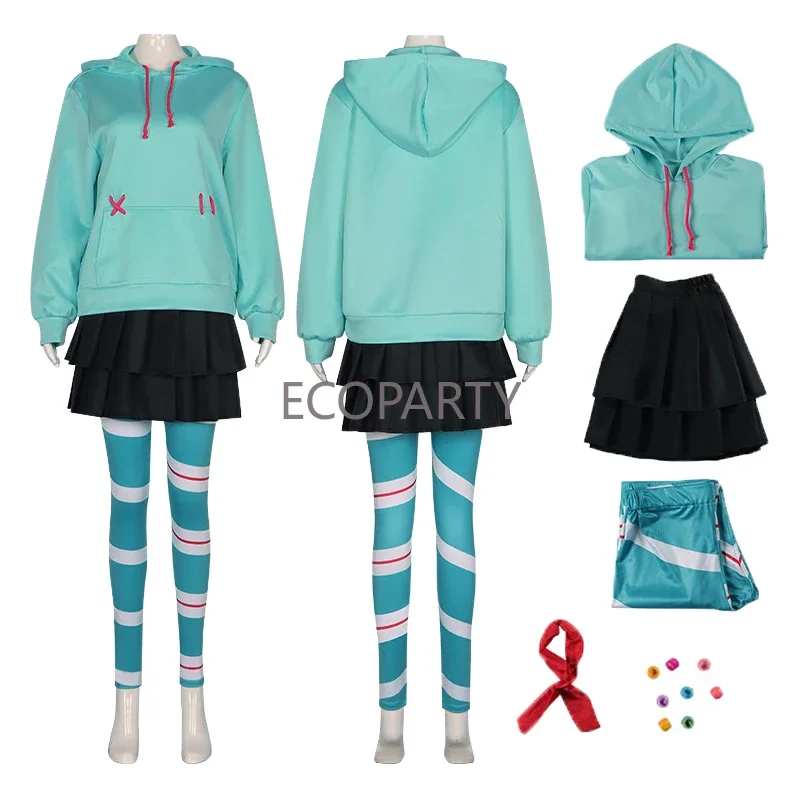 Anime Vanellope von cos Schweetz cosplay kostým vraky It cos Ralph Suit Pants Halloween Outfits Obliekanie pre ženy pre mužov večierok