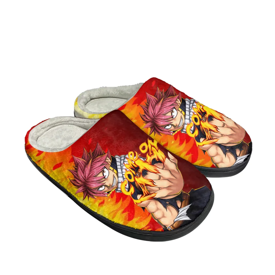 Anime víla chvost Natsu Dragneel Home Cotton Custom Plippers Pánske dámske sandále plyšové neformálne udržiavajte teplé topánky tepelné papuče