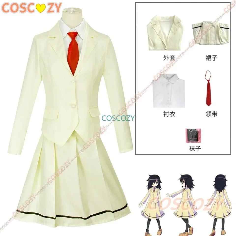 Anime watamote tomoko kuroki cosplay kostým ženy žltá jk sukňa stredná škola konvencia uniformné ponožky kravata