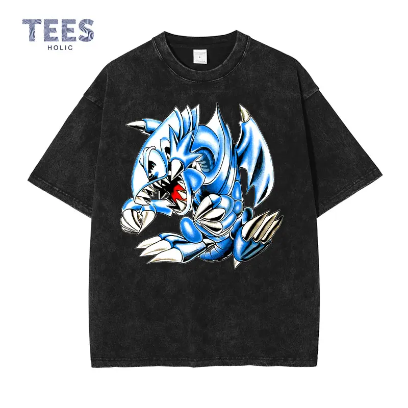 Anime yu gi oh tričko muži muži harajuku modré oči biele draka Grafické tričká Streetwear neformálny štýl manga vrcholy 100% bavlna