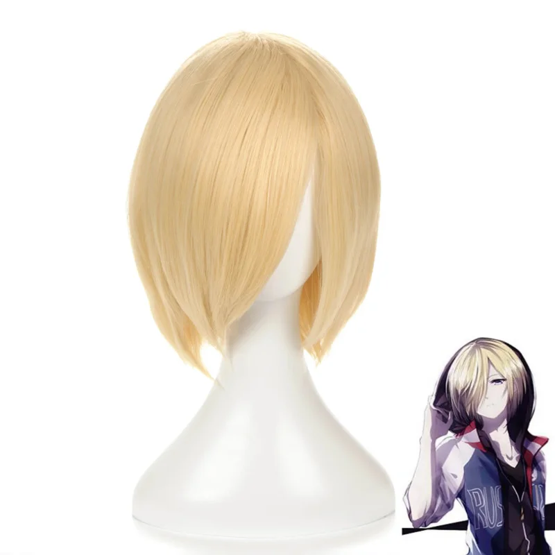 Anime yuri !!! na ľad Yuri Plisetsky Yurio krátka blondínka odolná voči kostým Cosplay parochňou f1663