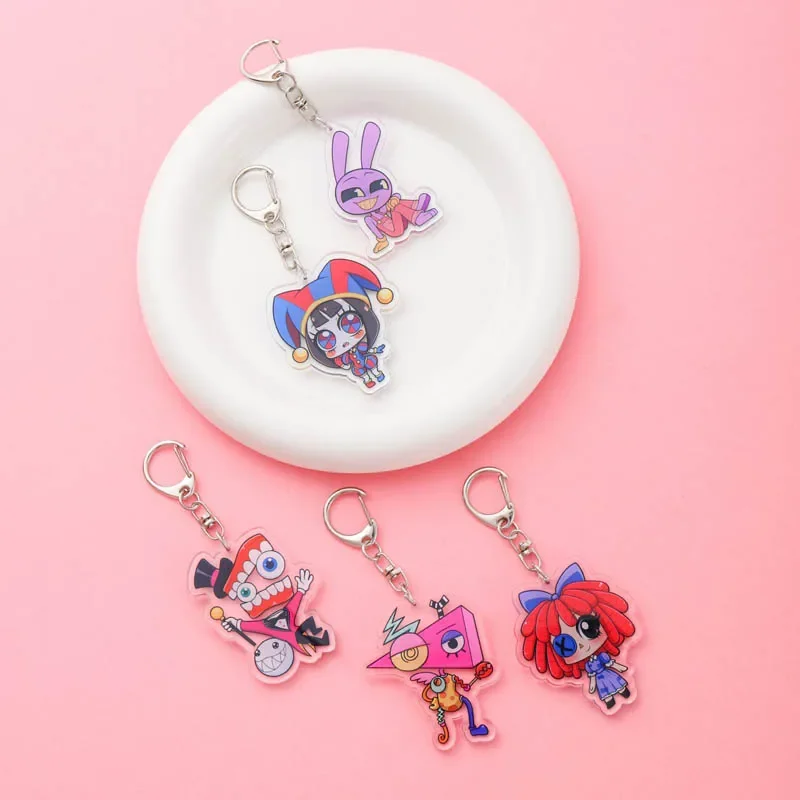 Anime Úžasný digitálny cirkus akrylový akrylový kľúče Accessaries Cartoon Funny Bag Prívesok kúzlo
