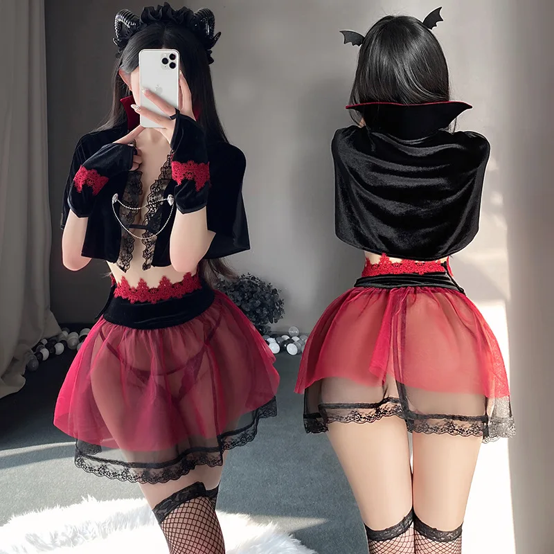 Anime čarodejnica Cosplay kostýmy čipky dutina z najvyššej perspektívy sukňa hlboko v spánok