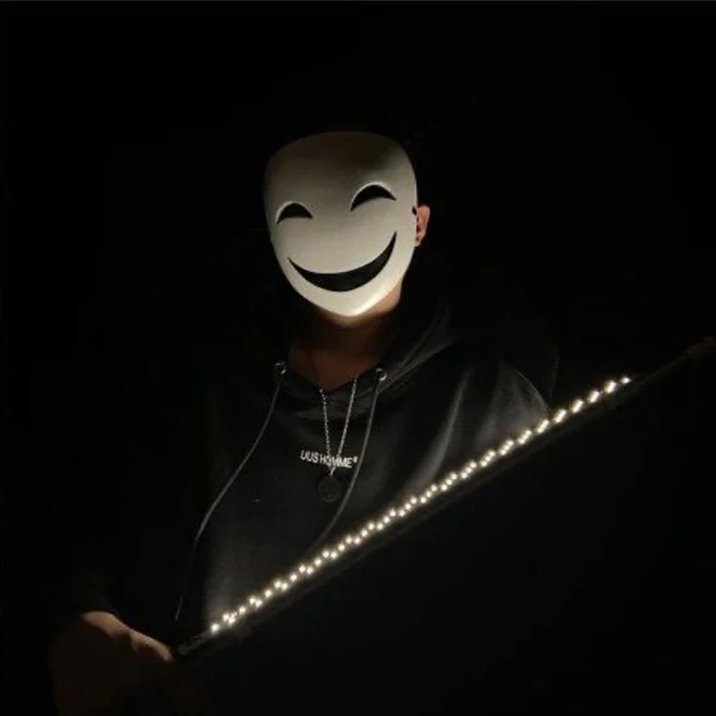 Anime čierna guľka Hiruko biela maska ​​prilba Cosplay Cosplay Costoun Ress Halloween Darček