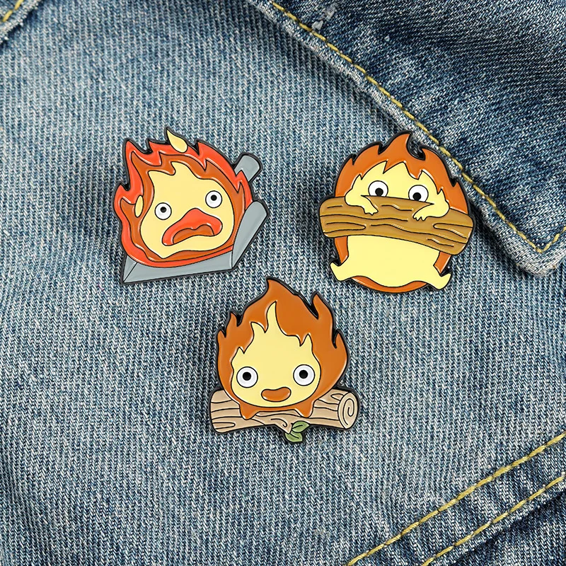 Animovaná postava Plameň Plameň smalt anime Anime Cute klopa Pins Brošové tašky Džínsy Brošny Brošne pre odevy