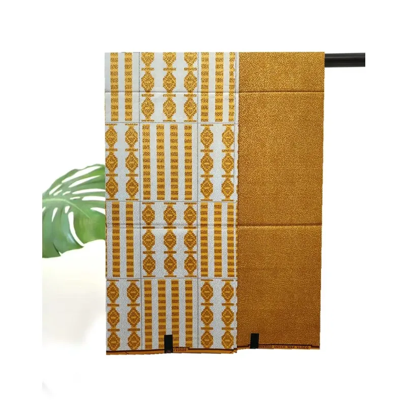 Ankara africká látka Kente zlato skutočný vosk látka Nigéria ghana v štýle tissu šijacie šaty remeselníka DIY 100% bavlna 6yards