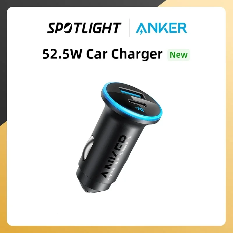 Anker 323 nabíjačka automobilu 52,5W USB C Adaptér Cigaret Lighter Charger 30W PowerIQ 3.0 rýchle nabíjanie pre iPhone Android