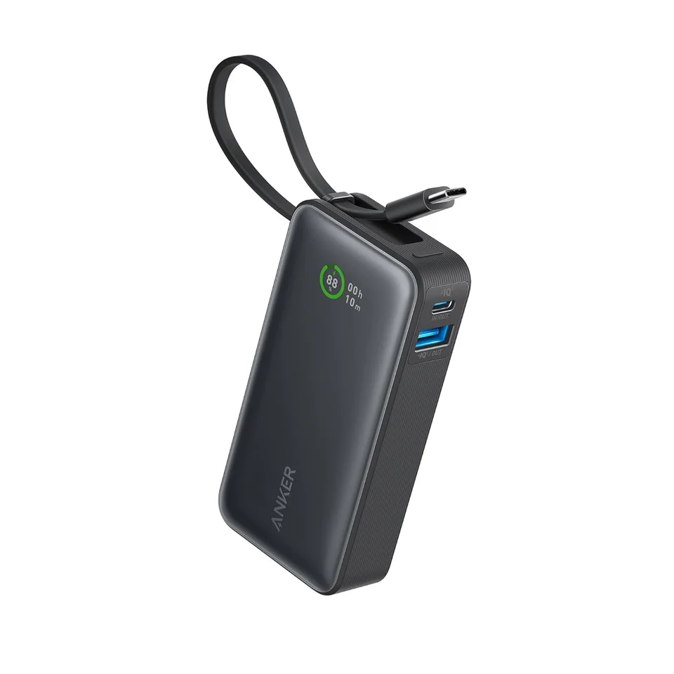 Anker Nano Power Bank 10K Prenosná nabíjačka so vstavaným káblom USB-C kábla PD 30W max