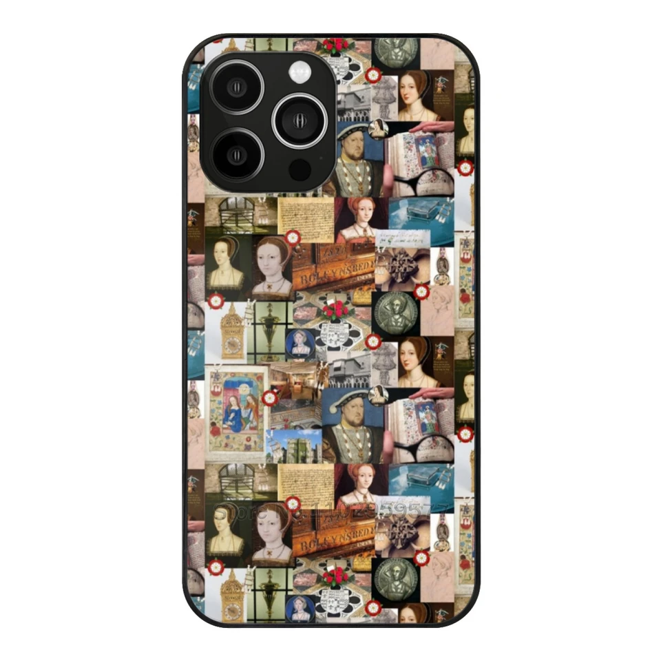 Anne Boleyn Collage Glass Pase pre iPhone 15 14 11 12 13 Pro Xr x 7 8 xs max 6s 5s plus kryt Anne Boleyn Boleyn Henry